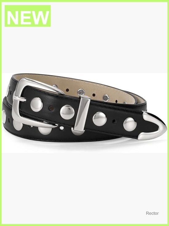 Punk Studded PU Leather Belt with Metal Buckle Versatile Waist Belt main image 4
